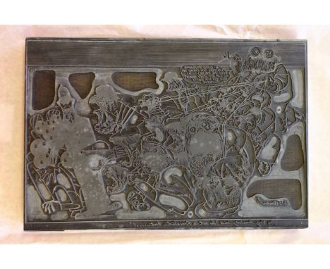 *Steadman (Ralph).  Metal printing plate for 'The day somebody said "I'm not a Racialist, but.....!"', circa 1968,  with desi