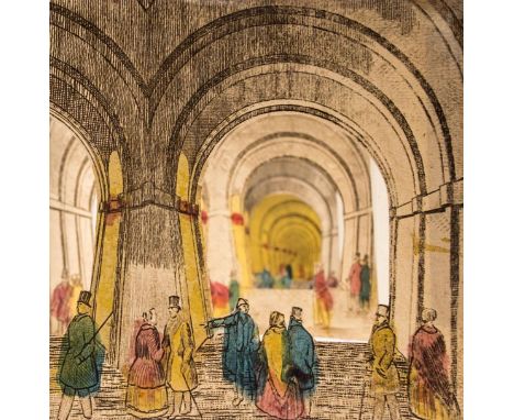 Peepshow. A Brief Account of the Thames Tunnel, B. Azulay, circa 1860,  four hand-coloured lithograph divisions, showing pede