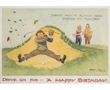 *May (Fred (1891-1976)). A collection of thirty-four original cartoon illustrations, together thirty-three humorous watercolo