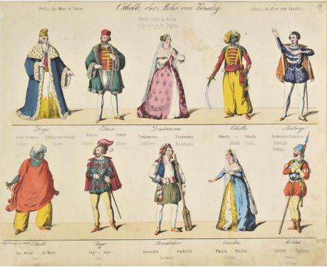 Theatrical costume. An album of eighty lithographs, circa 1860, eighty lithographs, seventy-eight with hand colouring, titles