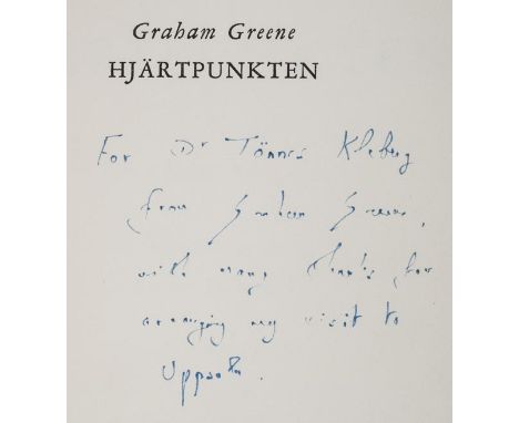 Greene (Graham). Hjartpunkten, 1st Swedish edition, P.A. Norstedt, Stockholm, 1949, original wrappers bound in original cloth