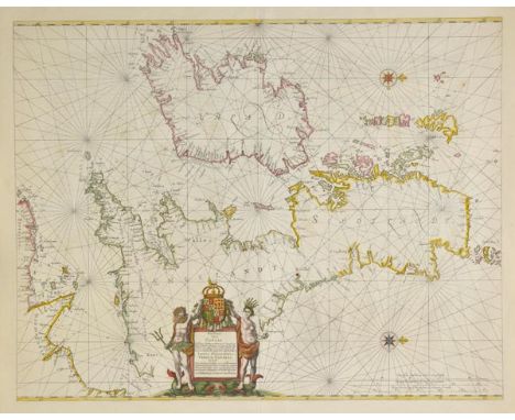 British Isles. Jansson (Jan), Pascaart vant Canaal tusschen Engelanten Vrancryck alsmede geheel Ierlant en Schotlant..., publ
