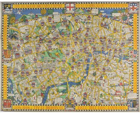 London. Gill (Macdonald), The Wonderground Map of London Town, published The Westminster press, circa 1928, colour photolitho