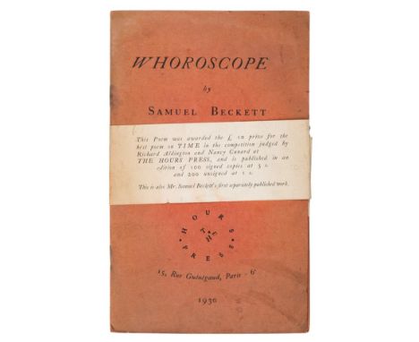 Beckett (Samuel). Whoroscope, 1st edition, Hours Press, Paris, 1930, a few light spots, small light stain at foot ot colophon