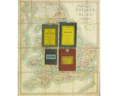 Folding maps. A mixed collection of five maps, 19th century, including Cary (John), Cary's New Map of Ireland exhibiting the 