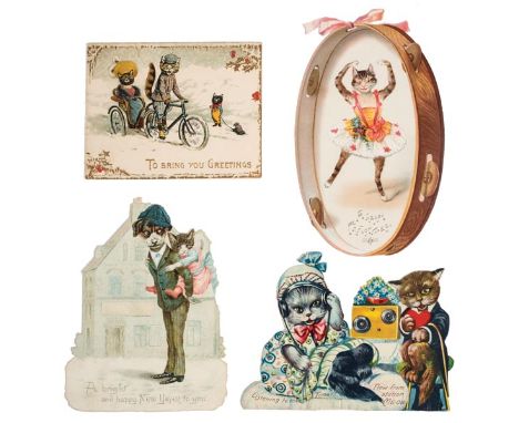 *Cat Greeting Cards. A collection of approximately 180 Victorian/Edwardian and later greeting cards, scraps, etc.,  including