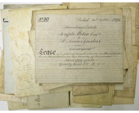 *Indentures. A quantity of manuscript indentures concerning property transactions, including leases, mortgages, conveyances, 
