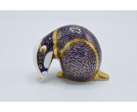 Royal Crown Derby paperweight in the form of a Badger. 11cm long. First quality with stopper. In good condition with no obvio