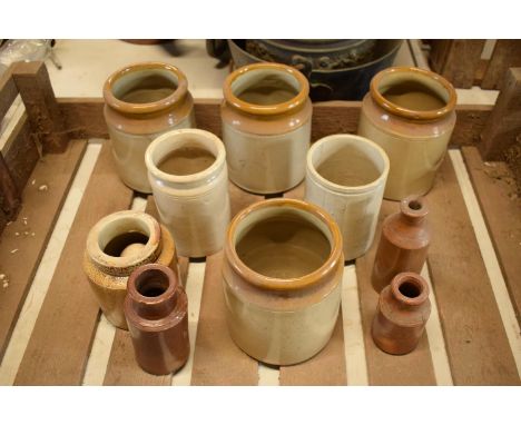 A collection of antique and vintage stoneware items to include jars, bottles, pots etc. No postage is available and condition