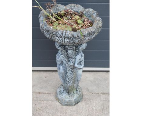 A vintage garden birdbath / planter depicting the Three Graces 84cm tall. 