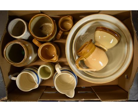 A collection of vintage Kitchenalia to include T.G. Green Granville items, mixing bowls, stonewre jars, blue and white jugs e