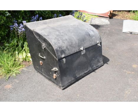 A large vintage Brooks fitted car trunk in an unusual shape believed by the vendor to be from a Rolls Royce a relative once h