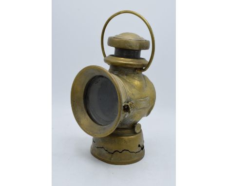 Brass Lucas King of the Road No. 721 Lamp. With faults. 31cm tall. 