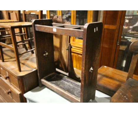     An Early 20th Century Polished Oak Stick Stand                                  