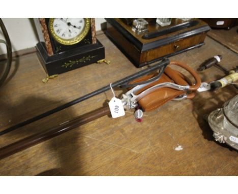     A Vintage Shooting Stick, Together With A Riding Crop                           