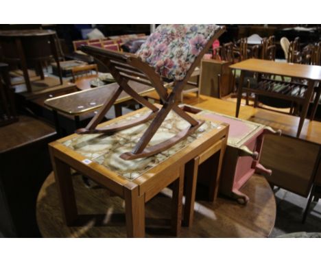     A Retro Tile Topped Nest Of Tables, Together With A Small Quantity Of Occasional Furniture                               