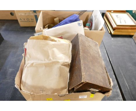 Two boxes of postcards, leaflets, pamphlets, ephemera and quantity of army mess tins etc