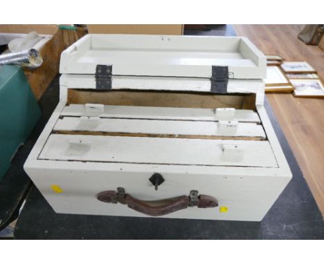 Empty wooden tool chest