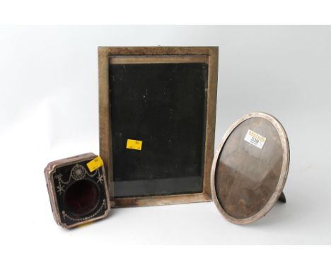 White metal picture frame, oval silver hallmarked photo frame and tortoiseshell and silver hallmarked pocket watch case