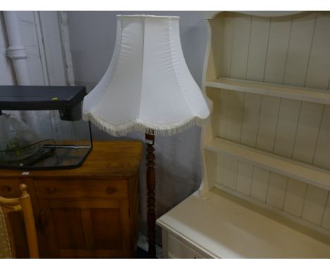 Mahogany standard lamp with cream shade