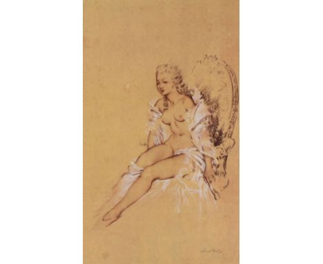 SIR WILLIAM RUSSELL FLINT RA limited edition (662/850) print - seated nude, 37 x 22cms together with a Sir William Russell Fl
