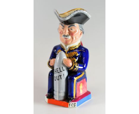 A WILKINSON TOBY JUG OF DAVID LLOYD GEORGE DESIGNED BY SIR FRANCIS CARRUTHERS commemorating WWI and with the Admiral holding 