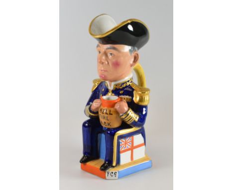 A WILKINSON TOBY JUG OF ADMIRAL JELLICOE DESIGNED BY SIR FRANCIS CARRUTHERS commemorating WWI and with the Admiral holding a 