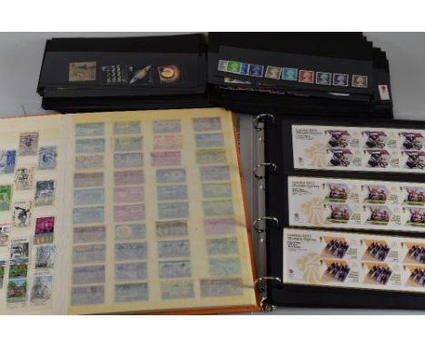 A BOX OF MIXED PHILATELIC MATERIAL including sheets, loose stamps, first day covers etc