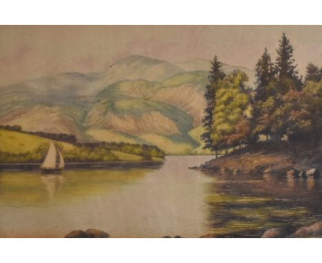 CHARLES W R LEE coloured etchings, a pair - entitled 'Ullswater' and 'Loch Katrine', signed, 19 x 27cms