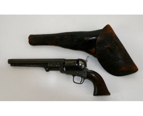 Scarce Colt 1851 Model Navy Percussion Revolver For Upper Canada, barrel with London address, cylinder with roll engraved nav