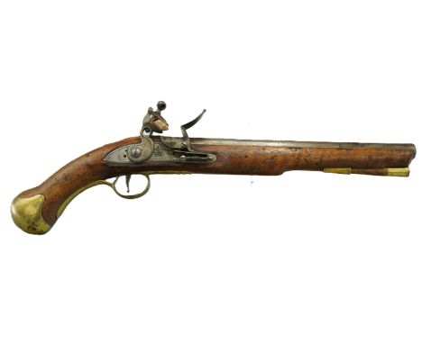 .577 British military long sea-service flintlock pistol, 12" proof marked barrel, lock marked 'Tower' with Crowned GR, brass 