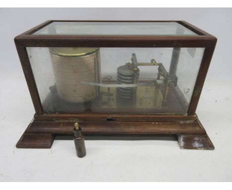 Scampston Hall - 20th century Barograph, mahogany framed glazed case with chart drawer, on bracket feet, W36cm D22cm H20cmShi