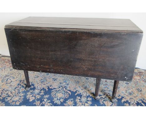 Constable Burton Hall - George 111 oak gateleg dining table, two fall leaves with end drawer on turned supports with pad feet