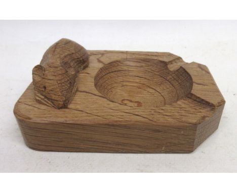 Robert Mouseman Thompson of Kilburn - an oak rectangular ashtray, carved with signature mouse W10cm D7.5cm Provenance; From t