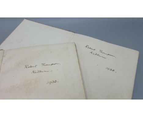 Books - Figure Drawing by Harry Watson & Modelling For Sculpture by Gilbert Bayes, both inscribed 'Robert Thompson Kilburn 19