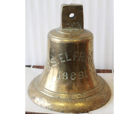 Brass ships bell salvaged from SS Elfrida 1889, sank off the North East Coast following a collision with SS Glenlee on Decemb
