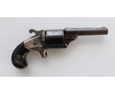 Six Shot .3 Moore’s Patent Front Loading Teat-Fire rimfire Revolver, No. 132 c.1864, round barrel stamped `MOORES PAT FIREARM
