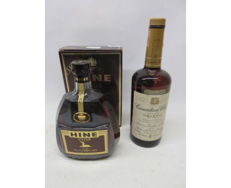 Hiram Walker & Sons Canadian Club Whisky, and Hine VSOP Vieille Fine Champagne Cognac, in carton, both 40%vol 1ltr 2btlsShipp