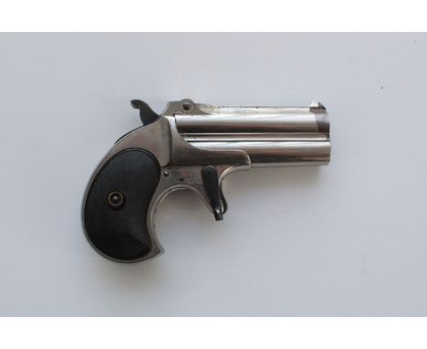 Remington .41 rimfire over and under derringer pistol, nickel plated with makers details to the top rib, serial number 347, 1