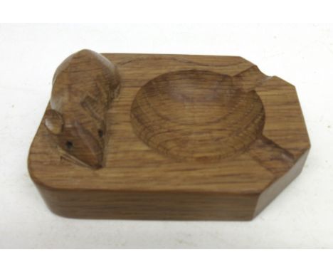 Robert Mouseman Thompson of Kilburn - an oak rectangular ashtray, carved with signature mouse W10cm D7.5cm Provenance; From t