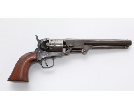 Colt 1851 Navy .36 calibre percussion revolver, London address to the barrel, frame stamped `Colts Patent' matching serial nu