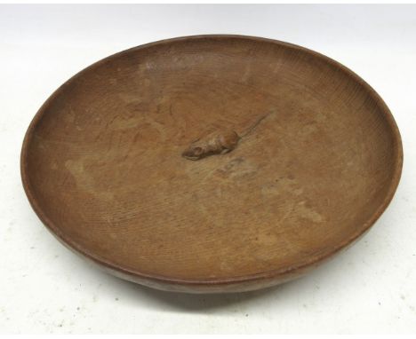 Robert Mouseman Thompson of Kilburn - an adzed oak circular fruit bowl, centre carved with signature mouse, D30cmShipping £35