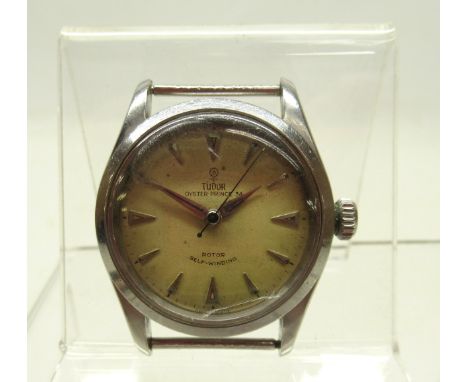 Tudor Oyster Prince 34 stainless steel automatic wristwatch, signed silver dial with dagger indices and centre seconds, signe
