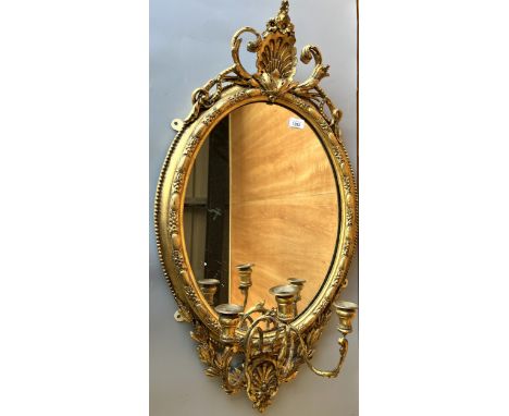 19th century giltwood and gesso girandole oval wall mirror, H95cmPOA https://www.bradleys.ltd/quotation-request-form