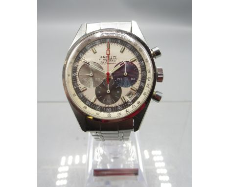 1970's Zenith El Primero stainless steel automatic chronograph wristwatch with date on stainless steel bracelet with ZJ end l