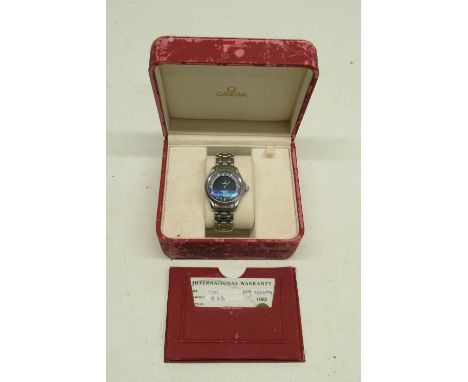 Omega Seamaster 120m stainless steel quartz digital chronograph alarm wristwatch on original bracelet with deployment clasp n