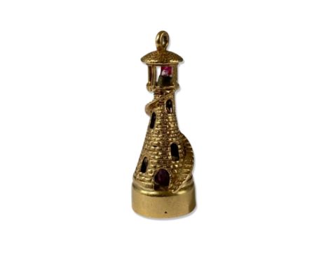 9ct Yellow Gold Light House Charm weighing 4.47 grams 