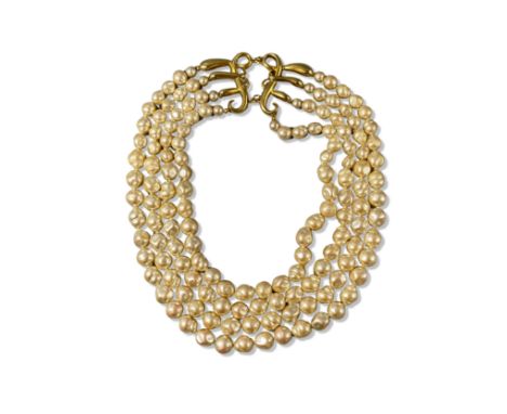 Karl Lagerfeld Four Row Pearl Necklace weighing 336 grams measuring 48cm in length