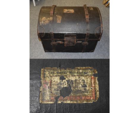 A Victorian dome topped trunk with straps 