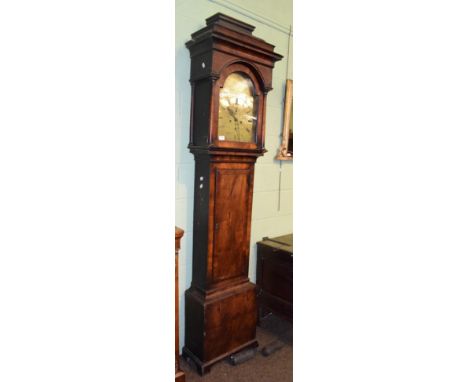 ~ A Scottish mahogany eight day longcase clock, early 19th century, arched brass dial signed Jno Dobbie, Glasgow